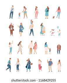 Different People big vector set isolated on white background. Man and woman flat characters.