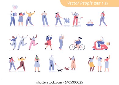 Different People big vector set. Male and female flat characters isolated on white background.	
