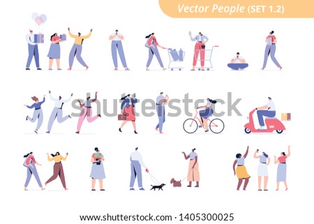 Different People big vector set. Male and female flat characters isolated on white background.	
