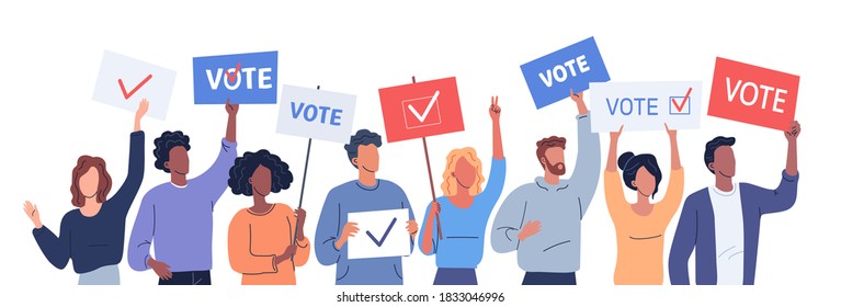 Different people are campaigning to vote in elections vector illustration 