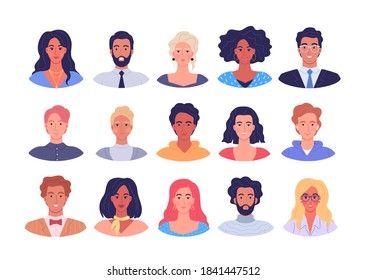 Different People Cartoon Faces Characters Stock Vector (royalty Free 