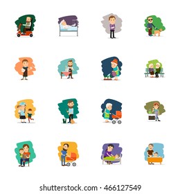 Different people characters color icons set. Vector illustration
