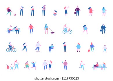Different people characters. Flat vector illustration isolated on white.	
