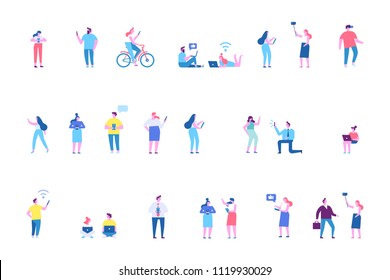 Different people characters. Flat vector illustration isolated on white.	
