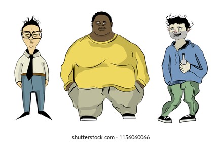 Different people characters. Vector illustration isolated on white.