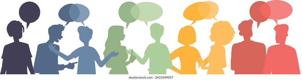 Different people with chat bubbles. Communication concept.