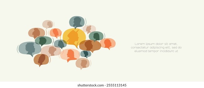 Different people in chat bubbles. Communication concept.