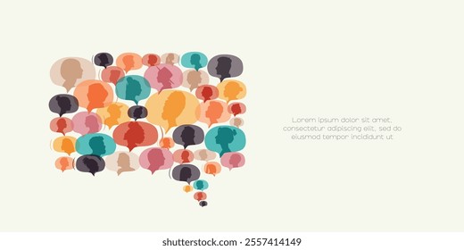 Different people in chat bubbles. Communication concept.