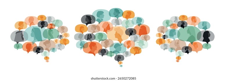 Different people in chat bubbles. Communication concept.	