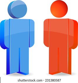 different people conduct conversation (the red and blue person)
