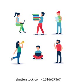 Different people doing various tasks. Vector illustration in flat style