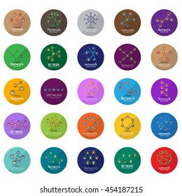 Different People Face Network Icons Set - Isolated On White Background - Vector Illustration, Graphic Design. For Web, Website, Print Materials