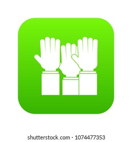 Different people hands raised up icon digital green for any design isolated on white vector illustration