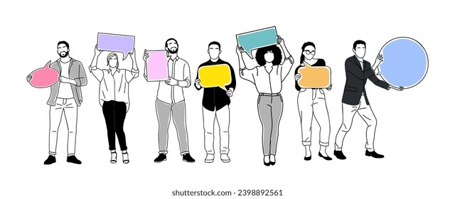 Different People holding speech bubble sign vector