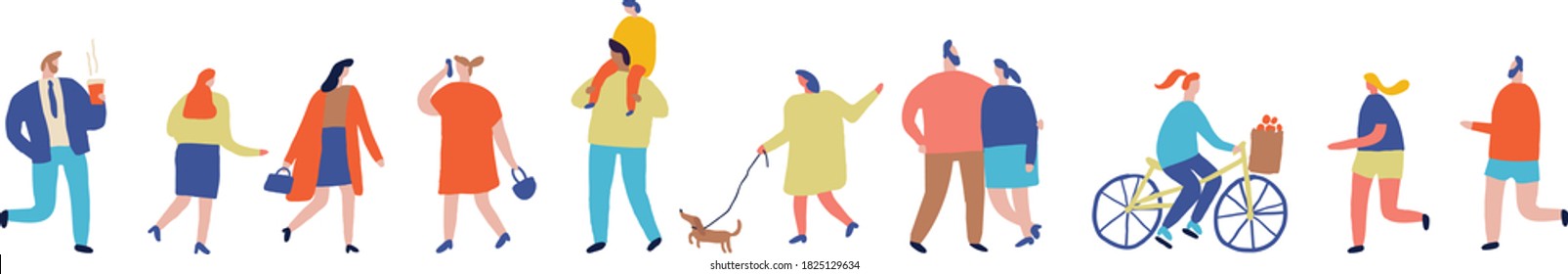 Different People horizontal banner. Flat vector illustration. Men and women isolated