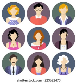 Different people icons set in flat style. Vector Illustration 