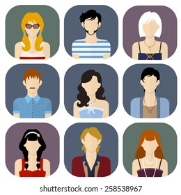 Different people icons set in flat style. Vector Illustration