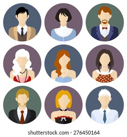 Different people icons set in flat style. Vector Illustration 