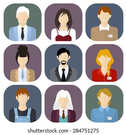 Different people icons set in flat style. Vector Illustration 
