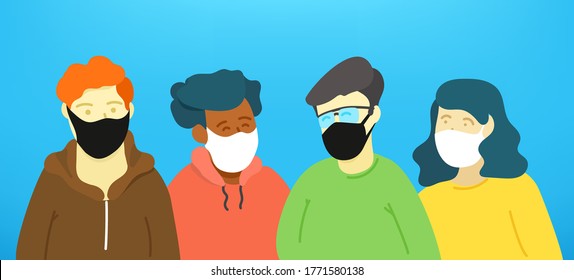 Different people with mask vector pack. Pandemic