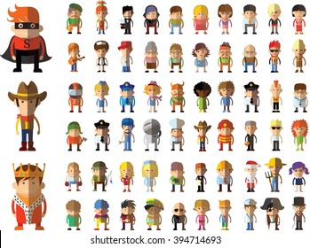 Different people professions characters set in flat style