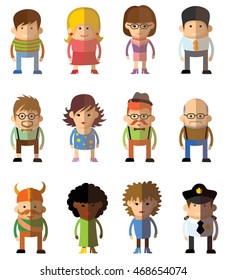 Different people professions characters set in flat style