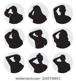 different people profile avatar silhouette set