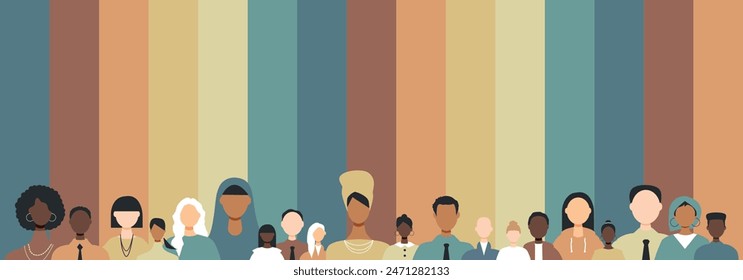 Different people stand side by side together.