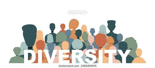 Different people stand side by side together. Diversity concept.