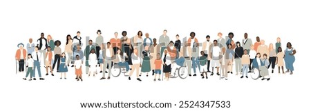 Different people stand side by side together.