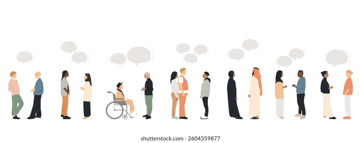 Different people talk to each other. Communication concept.