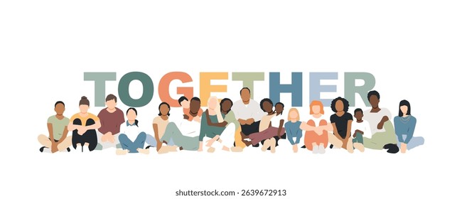 Different people together. Modern design.