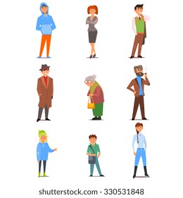 Different people of various ages, interests, lifestyles and professions. Vector Illustration Collection in Flat Design