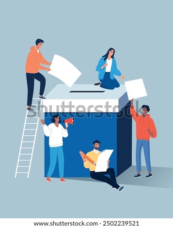 Different people vote, put voting cards in the box