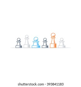 Different personalities, unequal experience concept, coworkers team
