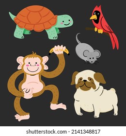different pets concept collection vector