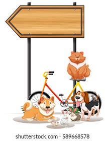Diferentes mascotas bajo la ilustración del cartel