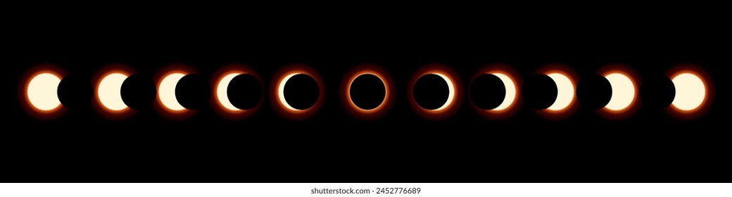 Different phases of solar and lunar eclipse . Vector .