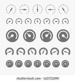 Different phases of speedometer icons