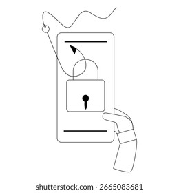 diferentes escenas y situaciones de phishing. Mano humana con ícono y Imagen. Ciberdelitos cometidos por hackers y hackers que roban datos personales, credenciales bancarias e información
