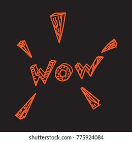 Different phrases. WOW - hand drawn lettering print. Vector quote. Vector illustration EPS10. The inscription Wow
