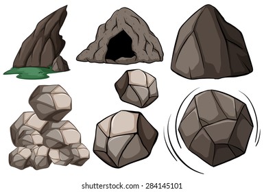 Different pictures of cave and rocks
