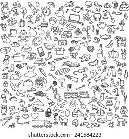 a lot of different pictures on a white background