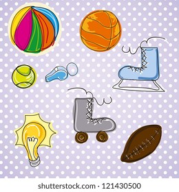 different pictures of sports on vintage background