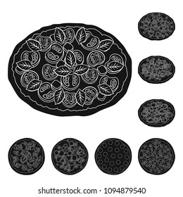 Different pizza black icons in set collection for design.Pizza food vector symbol stock web illustration.