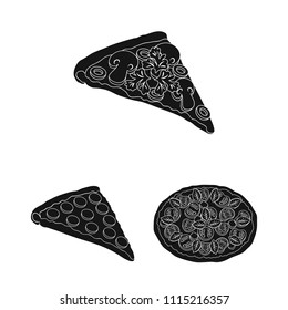 Different pizza black icons in set collection for design.Pizza food vector symbol stock web illustration.