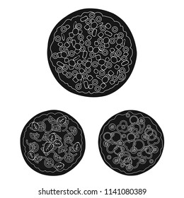 Different pizza black icons in set collection for design.Pizza food vector symbol stock web illustration.