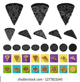 Different pizza black,flat icons in set collection for design.Pizza food vector symbol stock web illustration.