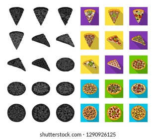Different pizza black,flat icons in set collection for design.Pizza food vector symbol stock web illustration.