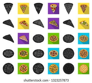 Different pizza black,flat icons in set collection for design.Pizza food vector symbol stock web illustration.